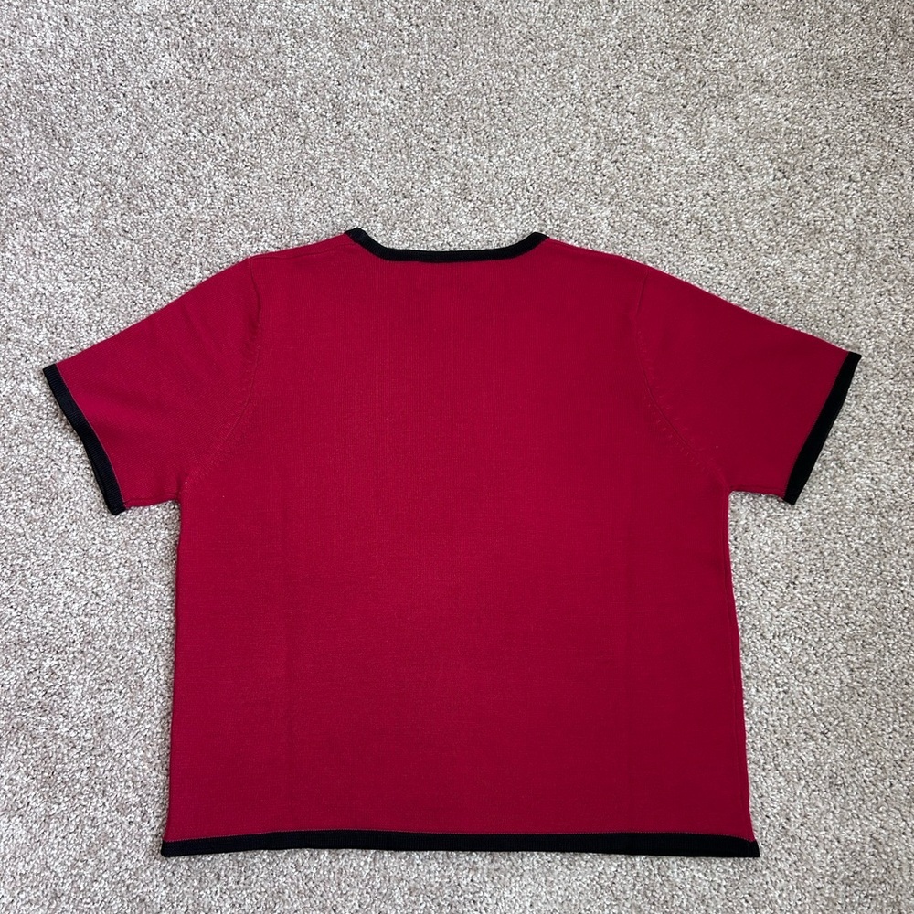 Women’s Vintage Pendalton Red Long Sleeve Sweater Set Wool Blend with Beading - Picture 10 of 12